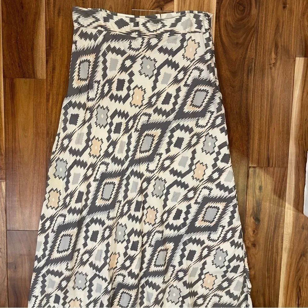 Soft Surroundings Geometric Aztec Print Maxi Skirt Lined Size Small.